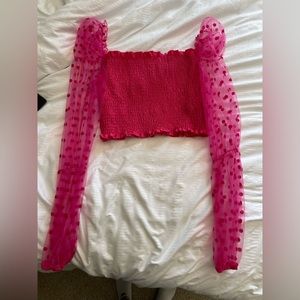 Large. SHEIN pink mesh sleeve top